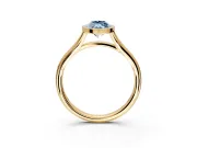 Solitaire Engagement Ring Setting for Fancy Blue Marquise Center with V Split Shank and Bezel Head in Yellow Gold