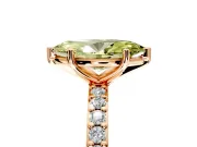 Solitaire Engagement Ring Setting for Fancy Yellow Marquise Center with Round Cut Pave Band and Prong Head in Rose Gold