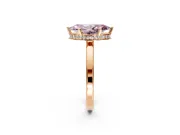 Hidden Halo Engagement Ring Setting for Fancy Pink Marquise Center with Wide Flat Plain Band and Prong Head in Rose Gold