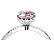 Solitaire Engagement Ring Setting for Fancy Pink Oval Center with Thin Rounded Plain Band and Prong Head in Platinum