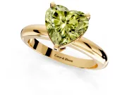 Solitaire Engagement Ring Setting for Fancy Yellow Heart-Shaped Center with Wire Band and Prong Head in Yellow Gold