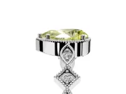 Milgrain Bezel Engagement Ring Setting for Fancy Yellow Pear-Shaped Center with Marquise Stations and Bezel Head in Platinum