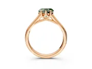 Solitaire Engagement Ring Setting for Fancy Green Heart-Shaped Center with Cathedral Band and Prong Head in Rose Gold
