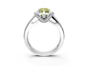 Solitaire Engagement Ring Setting for Fancy Yellow Radiant Cut Center with Wide Band, Pave Collar and Prong Head in White Gold