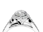 Halo Engagement Ring Setting for Marquise Center with Narrow Pave Split Shank and Prong Head in Platinum