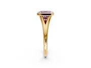 Solitaire Engagement Ring Setting for Fancy Pink Asscher Cut Center with V Split Shank and Bezel Head in Yellow Gold
