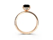 Hidden Halo Engagement Ring Setting for Fancy Black Radiant Cut Center with Pave Band and Prong Head in Rose Gold