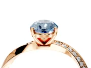 Side Accent Engagement Ring Setting for Fancy Blue Pear-Shaped Center with Accent Shoulders and Prong Head in Rose Gold
