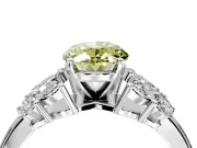 Leaf Cluster Engagement Ring Setting for Fancy Yellow Oval Center with Marquise Accents and Prong Head in Platinum