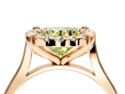 Single Halo Engagement Ring Setting for Fancy Yellow Round Cut Center with Corner Claws, Plain Band and Prong Head in Rose Gold