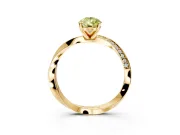 Side Accent Engagement Ring Setting for Fancy Yellow Pear-Shaped Center with Accent Shoulders and Prong Head in Yellow Gold