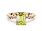 Solitaire Engagement Ring Setting for Fancy Yellow Emerald Cut Center with Bezel-Dot Beaded Band and Prong Head in Rose Gold