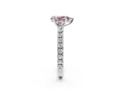 Solitaire Engagement Ring Setting for Fancy Pink Pear-Shaped Center with Large Accent Band and Prong Head in White Gold