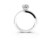 Milgrain Pave Engagement Ring Setting for Oval Center with Accent Band and Prong Head in Platinum