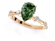 Solitaire Engagement Ring Setting for Fancy Green Pear-Shaped Center with Bezel Station Band and Prong Head in Rose Gold