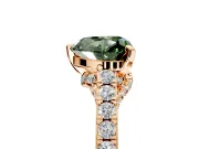 Solitaire Engagement Ring Setting for Fancy Green Heart-Shaped Center with Crossover Accents and Prong Head in Rose Gold