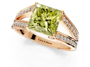 Split Shank Engagement Ring Setting for Fancy Yellow Princess Cut Center with Pave Split Shank and Prong Head in Rose Gold