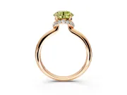 Hidden Halo Engagement Ring Setting for Fancy Yellow Round Cut Center with Plain Rounded Band and Prong Head in Rose Gold