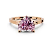 Solitaire Engagement Ring Setting for Fancy Pink Heart-Shaped Center with Tapered Shoulders and Prong Head in Rose Gold