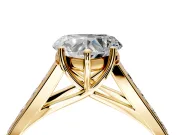 Solitaire Engagement Ring Setting for Heart-Shaped Center with Cathedral Channel Band and Prong Head in Yellow Gold