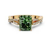 Solitaire Engagement Ring Setting for Fancy Green Radiant Cut Center with Twisted Pave Split Shank and Prong Head in Yellow Gold