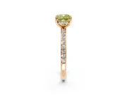 Solitaire Engagement Ring Setting for Fancy Yellow Cushion Cut Center with Fine Pave Band and Prong Head in Rose Gold