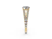 Solitaire Engagement Ring Setting for Round Cut Center with Pave Split Shank and Prong Head in Yellow Gold