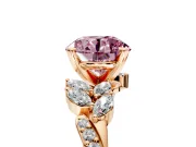 Solitaire Engagement Ring Setting for Fancy Pink Round Cut Center with Marquise Accent Twist Band and Prong Head in Rose Gold