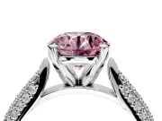 Solitaire Engagement Ring Setting for Fancy Pink Round Cut Center with Multi-Row Accents and Prong Head in Platinum