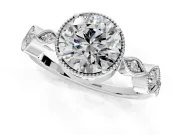 Vintage Station Engagement Ring Setting for Round Cut Center with Accents and Prong Head in Sterling Silver