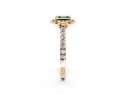 Floral Engagement Ring Setting for Fancy Green Asscher Cut Center with Pave Band and Floral Prong Head in Rose Gold