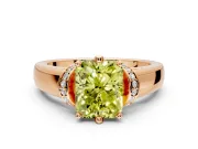 Solitaire Engagement Ring Setting for Fancy Yellow Radiant Cut Center with Wide Band, Pave Collar and Prong Head in Rose Gold