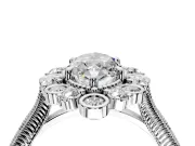 Milgrain Halo Engagement Ring Setting for Marquise Center with Bezel Point Accents and Prong Head in Platinum