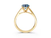 Solitaire Engagement Ring Setting for Fancy Blue Round Cut Center with Tapered Split Shoulders and Prong Head in Yellow Gold