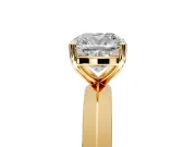 Solitaire Engagement Ring Setting for Cushion Cut Center with Wide Knife Ridge Band and Prong Head in Yellow Gold