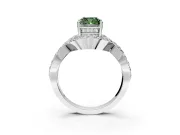 Halo Engagement Ring Setting for Fancy Green Cushion Cut Center with Pave Infinity Twist Band and Prong Head in Platinum