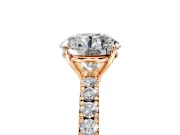 Solitaire Engagement Ring Setting for Round Cut Center with Large Accent Band and Prong Head in Rose Gold