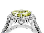 Large Accent Halo Engagement Ring Setting for Fancy Yellow Asscher Cut Center with Pave Split Shank and Prong Head in Platinum