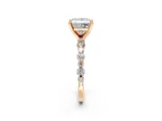 Solitaire Engagement Ring Setting for Princess Cut Center with Alternating Size Accents and Prong Head in Rose Gold