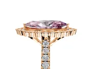 Milgrain Floral Halo Engagement Ring Setting for Fancy Pink Marquise Center with Pave Band and Prong Head in Rose Gold