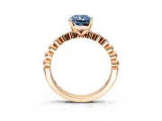 Solitaire Engagement Ring Setting for Fancy Blue Radiant Cut Center with Bezel-Dot Beaded Band and Prong Head in Rose Gold