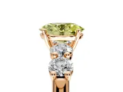5 Stone Engagement Ring Setting for Fancy Yellow Oval Center with Graduated Accents and Prong Head in Rose Gold