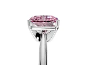 Solitaire Engagement Ring Setting for Fancy Pink Radiant Cut Center with Knife Ridge Band and Claw Prong Head in White Gold