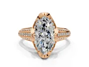 Solitaire Engagement Ring Setting for Marquise Center with Accented Split Shank and Prong Head in Rose Gold
