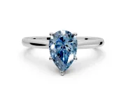 Solitaire Engagement Ring Setting for Fancy Blue Pear-Shaped Center with Narrow Cathedral Band and Prong Head in Sterling Silver