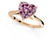 Solitaire Engagement Ring Setting for Fancy Pink Heart-Shaped Center with Narrow Cathedral Band and Prong Head in Rose Gold