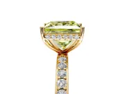 Hidden Halo Engagement Ring Setting for Fancy Yellow Princess Cut Center with Pave Band and Prong Head in Yellow Gold