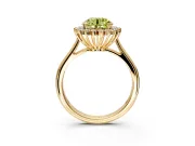 Starburst Halo Engagement Ring Setting for Fancy Yellow Round Cut Center with Thin Round-Wire Band and Prong Head in Yellow Gold