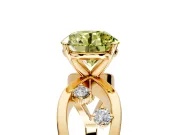 Solitaire Engagement Ring Setting for Fancy Yellow Round Cut Center with Criss-Cross Accent Band and Prong Head in Yellow Gold