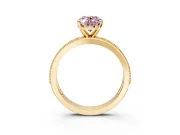Milgrain Pave Engagement Ring Setting for Fancy Pink Oval Center with Accent Band and Prong Head in Yellow Gold